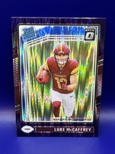 Luke McCaffrey 2024 Donruss Optic Rated Rookie Purple Shock Prizm RC Commanders