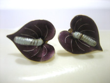 VINTAGE STERLING SILVER ENAMEL FLOWER STUD EARRINGS