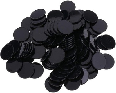 100Pcs Schwarz Wiederverwendbare PlastikZählBingoChips,Marker,Zähler,25 mm Du...