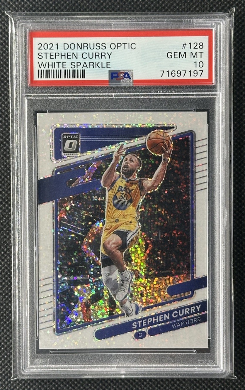 2021-22 Panini Donruss Optic Stephen Curry White Sparkle Prizm #128 PSA 10