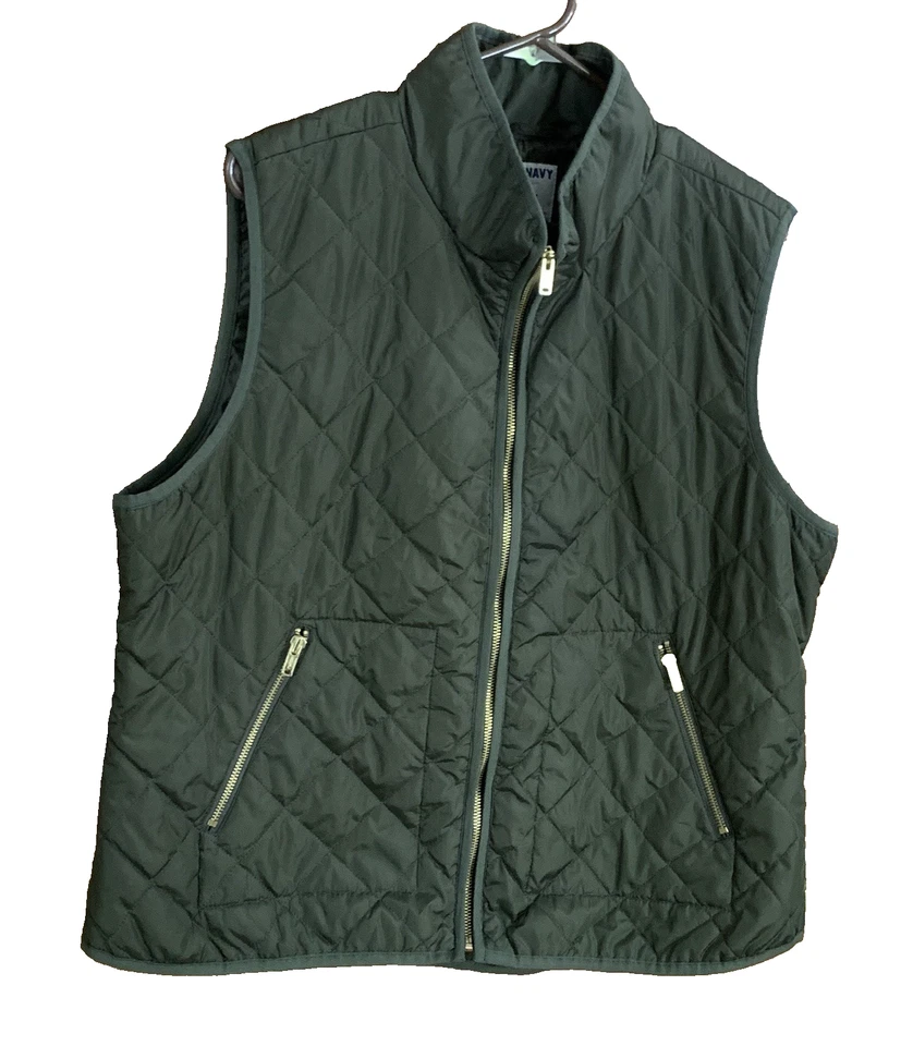 Old Navy Thin Quilted Vest Womens Sz XL Hunter Green Sleeveless Padded Jacket - Imagem 2 de 4