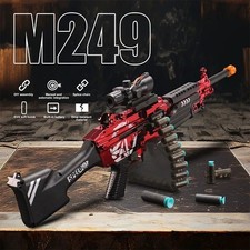 M249 SAW Electric Machine Gun Toy - Belt Fed Soft Bullet Blaster