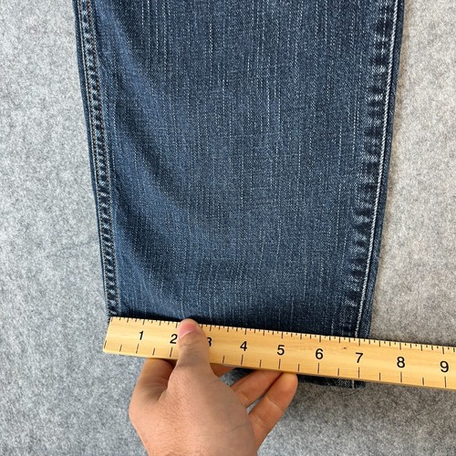 Wrangler Greensboro Jeans Mens 34 32 Slim Dark Wash Blue Whiskers Cowboy Western - Picture 4 of 13