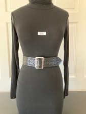 Fred Coen / New Mexico black stamped leather belt 29-35