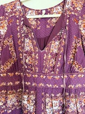 “Premium” Free People Talia Mini Dress Boho Floral Plum Purple Burgundy Size S 