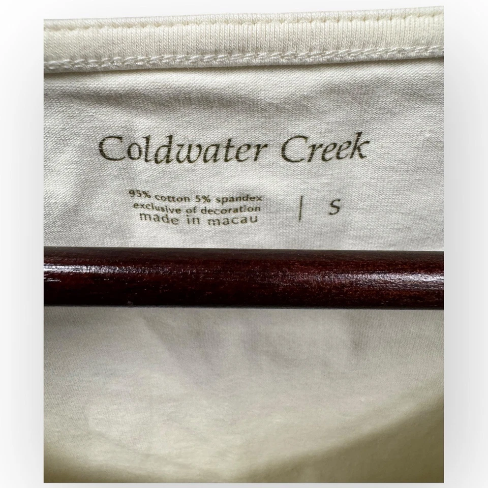 Camiseta sin mangas Coldwater Creek para mujer marfil con ribete de encaje talla pequeña - P179 Foto 3 de 4