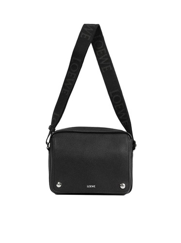 LOEWE Pebble Medium Black Leather Messenger Bag New & Authentic