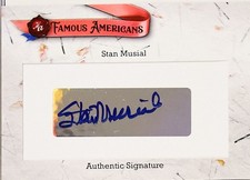 2021 Historic Autographs Stan Musial Famous Americans Cut Signature Card Auto!!