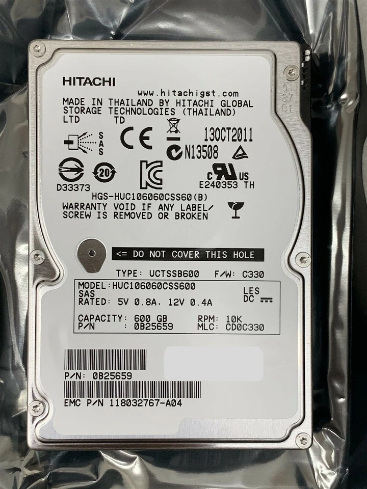 QTY: 4 Hitachi HUC106060CSS600, 600GB 10K SAS 2.5" 6Gb/s Server HDD, 0B25659 - Image 2 of 3