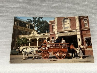 Disneyland Postcard 1955 Main Street Fire Dept Horse Wagon H.S. Crocker