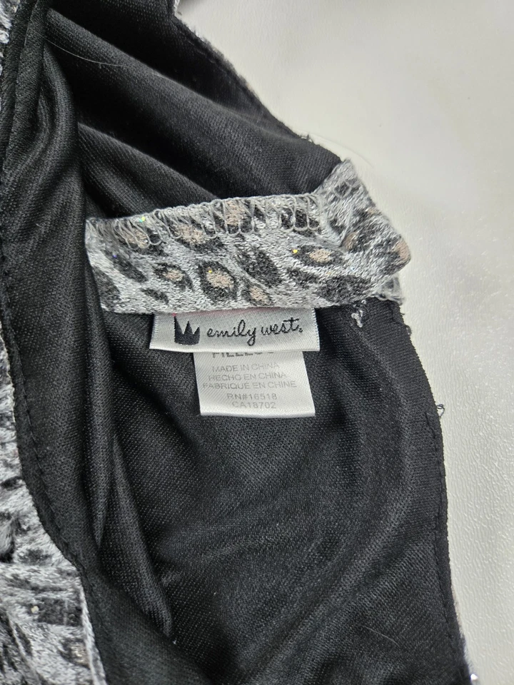 Vestido de vacaciones Emily West para niña gris negro brillante talla 8 Cheetah Leapord  Foto 3 de 4