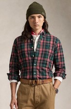 NWT Polo Ralph Lauren Green Red BRUSHED PLAID Long Sleeve Classic Oxford Shirt