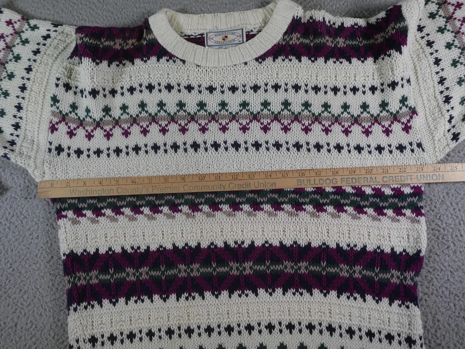 Suéter Pescador De Colección Para Hombre Mediano Blanco Fair Isle Geométrico Nórdico Grueso Foto 2 de 4