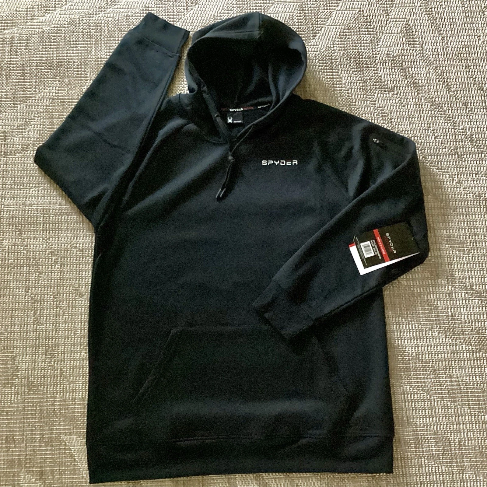 NEW Mens $60 SPYDER Pique Fleece Pullover Hoodie Black XL