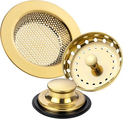 RQYEKDO 3-Pack Kitchen Sink Drain Strainer Stopper Set, Universal Anti-Clogging