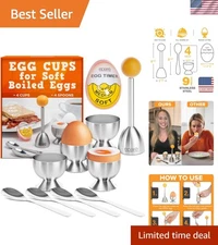 Perfect Soft Boiled Eggs Set: Egg Cups, Spoons & Timer for Gourmet Breakfasts