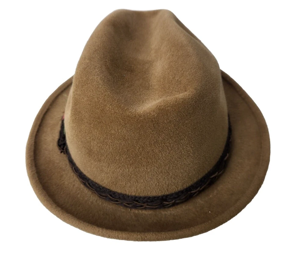 Vintage Mallory Torino Quality Men's Fedora Brown Hat Feathers Size 7 1/4 US - Image 2 of 4