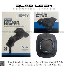 Quad Lock Motorcycle Fork Stem Mount PRO + Vibration Dampener + Phone Adapter