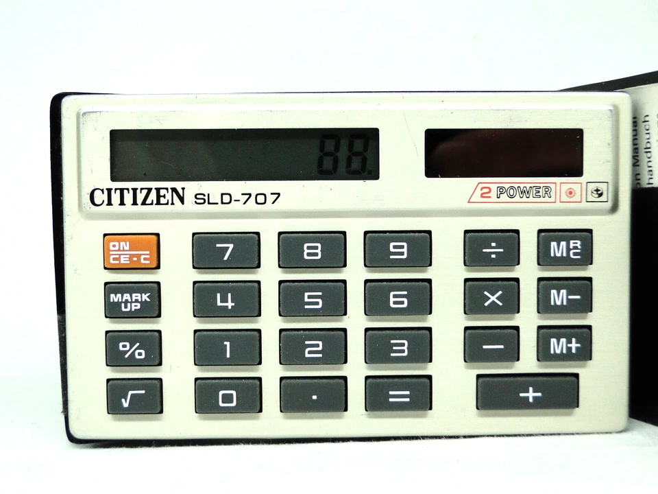 Citizen Japan SLD-707 Vintage Pocket Calculator 2 Power Dual Battery Solar Rare - Image 3 of 4
