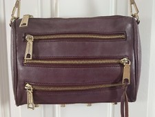 Rebecca Minkoff Maroon Leather Zipper Detail Front Flap Crossbody Bag Purse