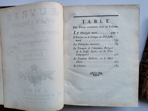 OEUVRES DRAMATIQUES de NÉRICAULT DESTOUCHES - 1757 - Imagen 9 de 12