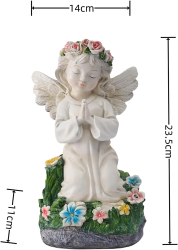 Garden Praying Angel Statue with Light - Solar Angel Garden Decor 9.25"H - Picture 9 of 9