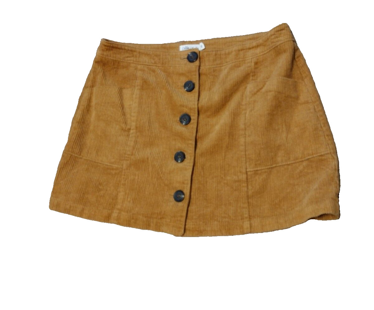 Chloe Katie Womens Size XL Button Up Dark Tan Mini Corduroy Skirt