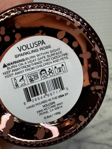 Voluspa Sparkling Rose Candle Small Glass Jar 5.5 Oz. Pink 50 Hour Burn Time - Picture 7 of 8