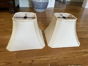 2 Pottery Barn Silk Ivory Lampshades Lamp Shades NICE