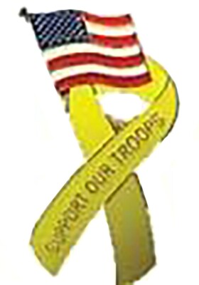 Pack of 50 Support Our Troops Ribbon W/ USA Motorcycle Hat Cap Lapel Pin HP6009