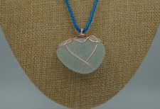 Ice Aqua Sea Glass Pendant: Rounded Triangle Shape P 154 