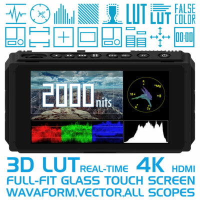 C50 Camera Field Monitor 5'' HD IPS Touch Screen 3G SDI 3D LUT 4K HDMI 2000nit