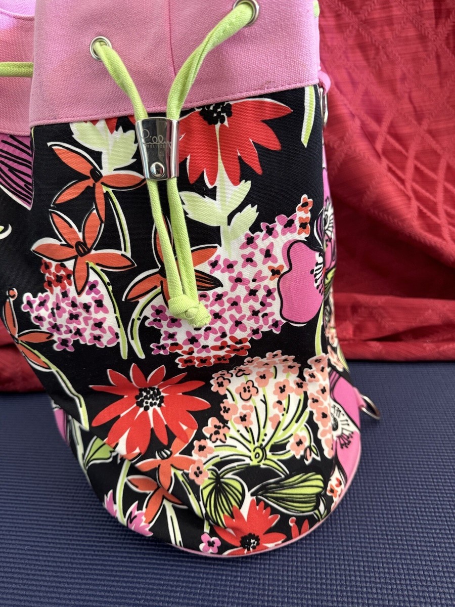 LILLY PULITZER LARGE Floral BACKPACK ( BUCKETBAG) W/ Bright  display picture 2