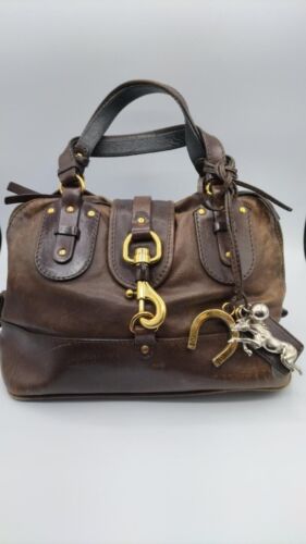 Chloe Kerala Leather bag Brown Double handles Gold fastener Horseshoe charm - Picture 1 of 20