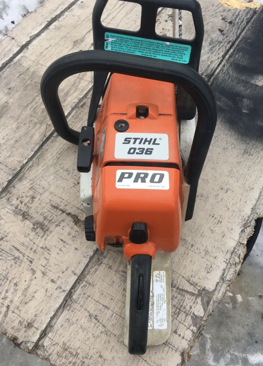 036 Decal for Stihl PRO Chain Saw Black on Silver 2 11 16
