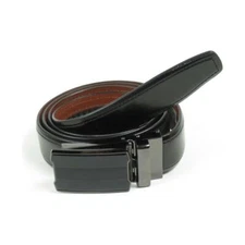 Men VALENTINI Leather Track Belt Adjustable Removable Buckle V525 Black