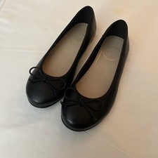 Girl  s SHOES flats 1901 Black Faux Leather Ballet style Shoes Size 2.5 NEW