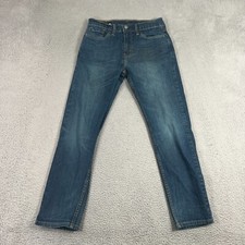 Levis 502 Jeans Mens 29x30 Blue Slim Straight Stretch Medium Wash Oil Stains