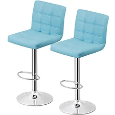 2 PCS Adjustable Bar Stools PU Leather Counter Stools with Footrest and Soft Pad