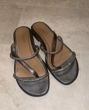 VIONIC PRISM Metal Silver Rhinestones Shimmer Orthopedic Sandals Sz 8M SEE PICS