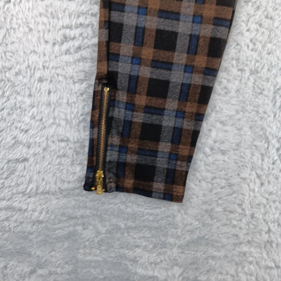 Pantalones de chándal ajustados elásticos forrados a cuadros con cremallera al tobillo grandes Iman para mujer Foto 4 de 4