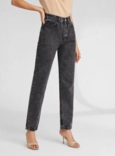 Shein Damen Mom Fit Jeans Hose hoher Taille grau Gr.L