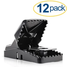 Large Powerful Rat Traps (12 Pack) - Kills Instantly with Powerful Steel Spring