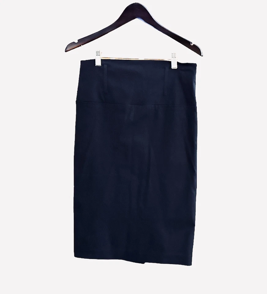 Falda midi de corte lápiz POESÍA con lazo para cinturón. Mujer L. Elástico. Negro. Foto 2 de 4