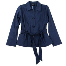 Eden Society Blazer Jacket Womens Xs Navy Blue Stretch Button Up Belted