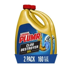 Liquid-Plumr Pro-Strength Clog Destroyer Gel with PipeGuard, 80 fl oz, 2 Pack