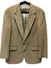 Lands' End Mens Corduroy Blazer Sports Jacket Two-Button Tailored Fit Beige Tan