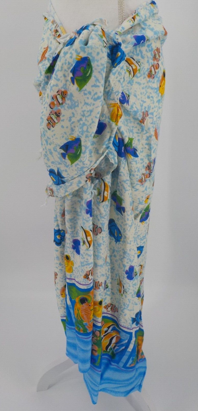 SUN N SAND SARONG SCARF & HAIR TIE COVERUP 1 SZ FITS MOST 42x65 PAUL BRENT PTTRN