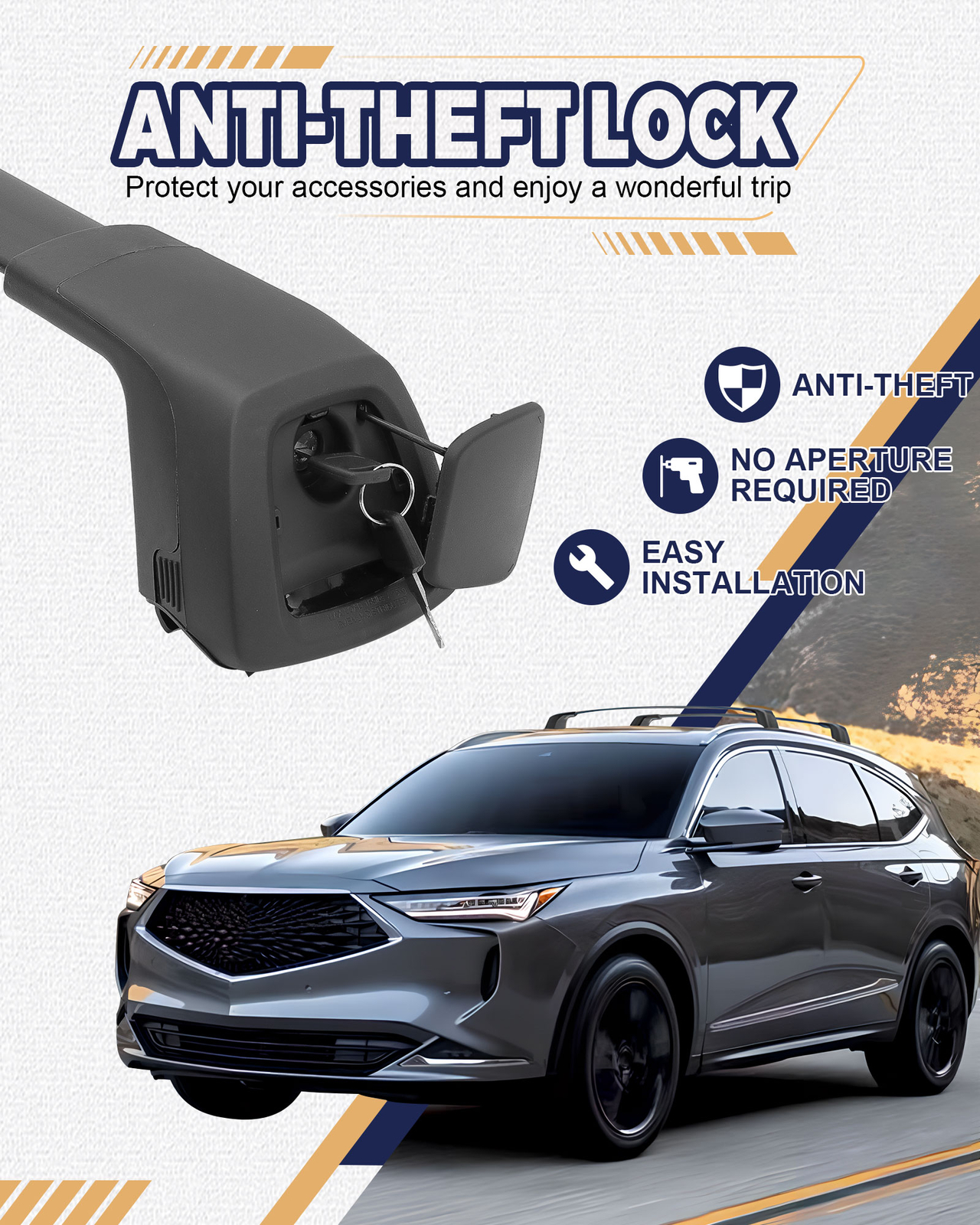 4pcs 165lbs Side Rails Cross Bar For Acura MDX 2022-2025 Roof Rack Cargo Carrier