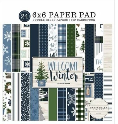Carta Bella Welcome Winter Skiing Snow 24 Dbl-Sided Cardstock Sheets 6x6 Paper